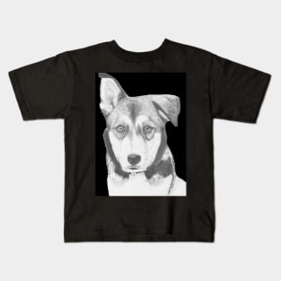 Husky Shepherd Crossbreed with Blue Eyes Kids T-Shirt